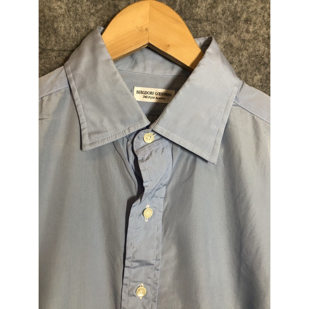 Vintage Bergdorf Goodman Shirt Blue Extra Large Dress Career French Cuff USA